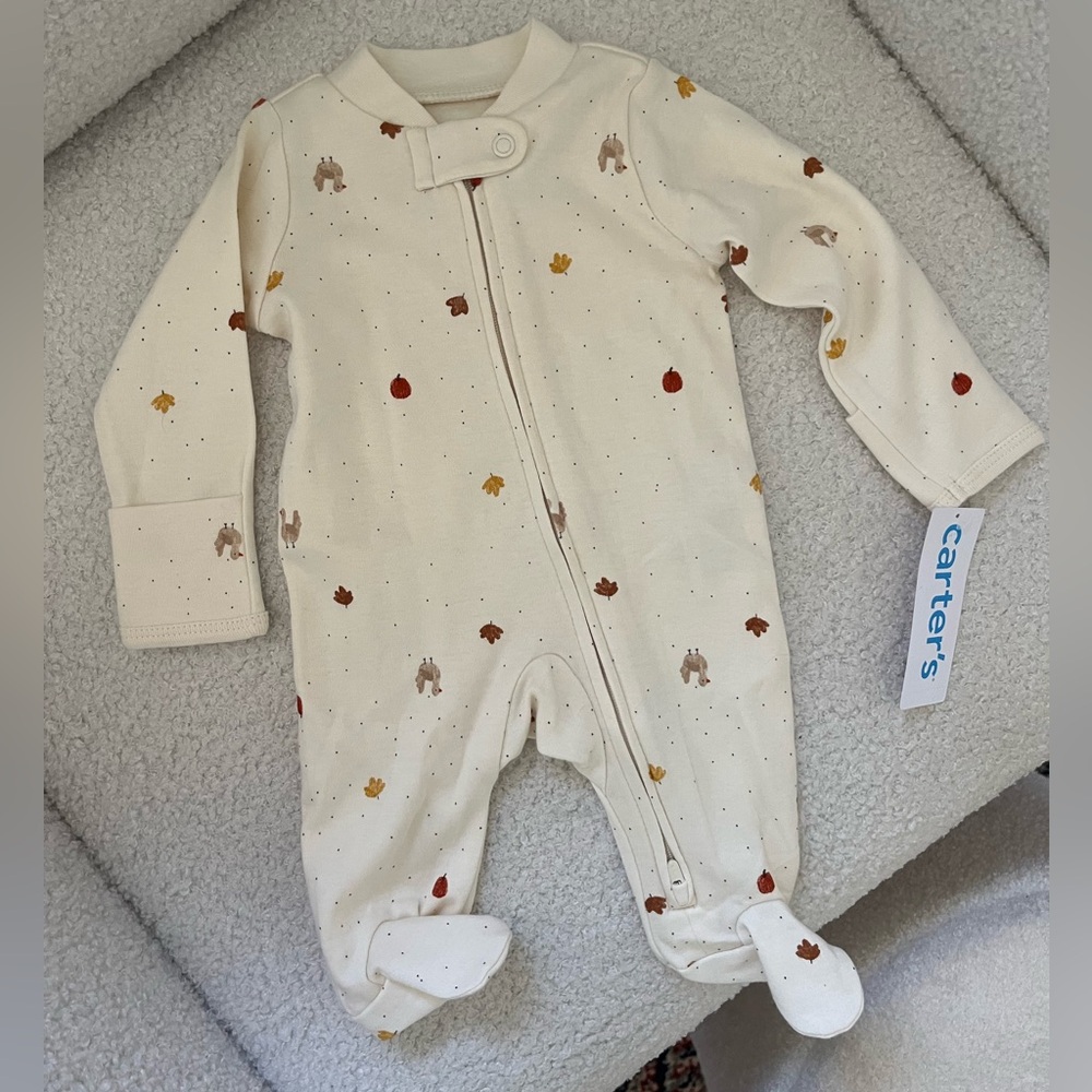 NWT Carter’s Thanksgiving Print Footie - Size NB